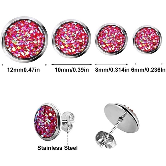 3/$20 Solid GREEN Earrings Silver Studs Tiny Round Earrings Circle Kids Girls - Picture 7 of 10